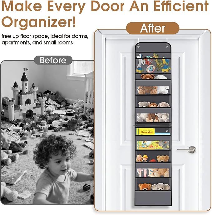 Over The Door Organizer Storage behind Door Hanging Organizer for Nursery | 6 Tier, Detachable, Clear Window, Sturdy Construction, Space-Saving Storage for Closet, Bedroom, Bathroom & Nursery
