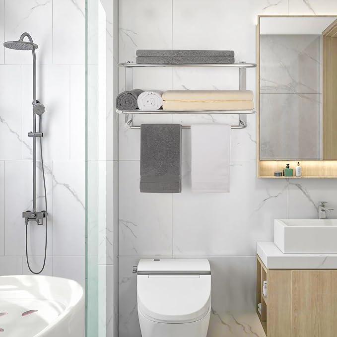 3-Tier Bathroom Towel Rack, SUS 304 Wall Mount, Brushed Nickel