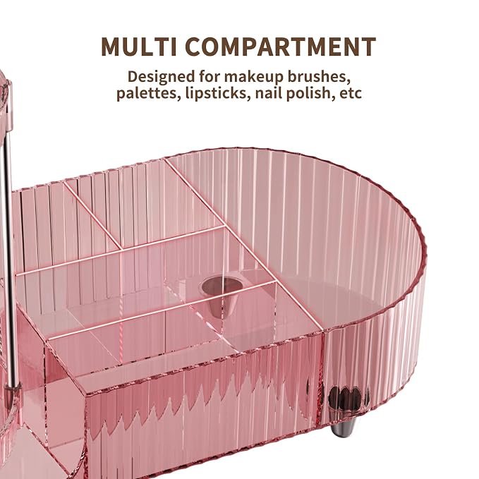 360 Rotating Makeup Organizer for Vanity, 2 Perfume Trays with 5 Compartments Cosmetic & Skincare Storage, Multi-Purpose Countertop Organizers for Bathroom, Desk, Pantry, Space-Saving Beauty Organizer