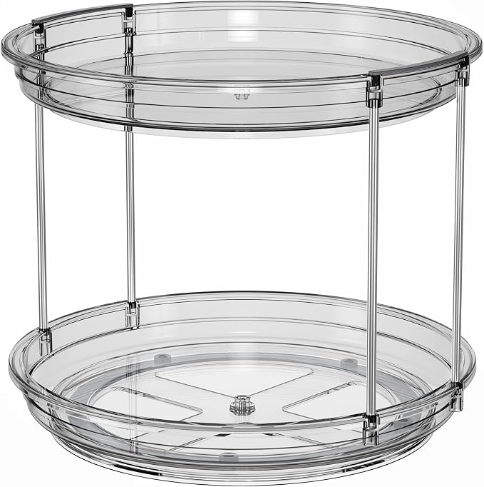 LAMU 2 Tier Lazy Susan Turntable Organizer 9.25'' Rotating Spice Rack Organization for Cabinet, Kitchen, Pantry, Countertop, Bathroom, Vanity, Medicine Cabinet Organizer, Grey
