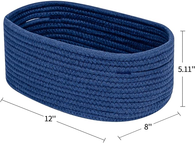 CubesLand Storage Basket, Cotton Rope, Navy Blue, 2 Pack, Organizing/Storage, Closet, Shelves, Decorative | Long-lasting &Skin-friendly Toy Storage Basket Bin,Stylish Room Decor Basket,Navy Blue Cotton Rope Basket 2 Packs