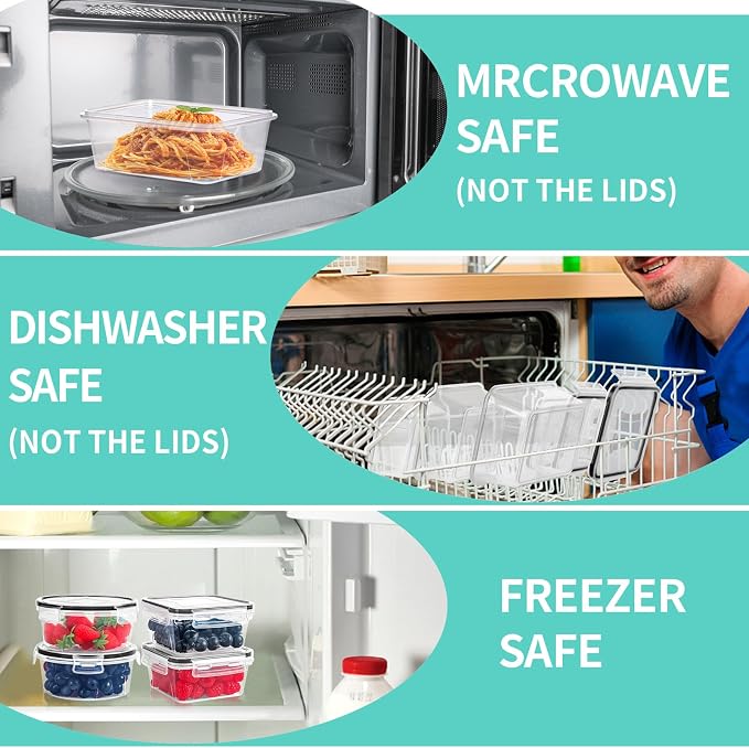 Skroam 72 piece Food Storage Containers Set with Airtight Lids (36 Containers & 36 Lids), Plastic Leak-Proof Kitchen Storage Containers for Pantry Organizers and storage - Meal Prep, Lunch Containers