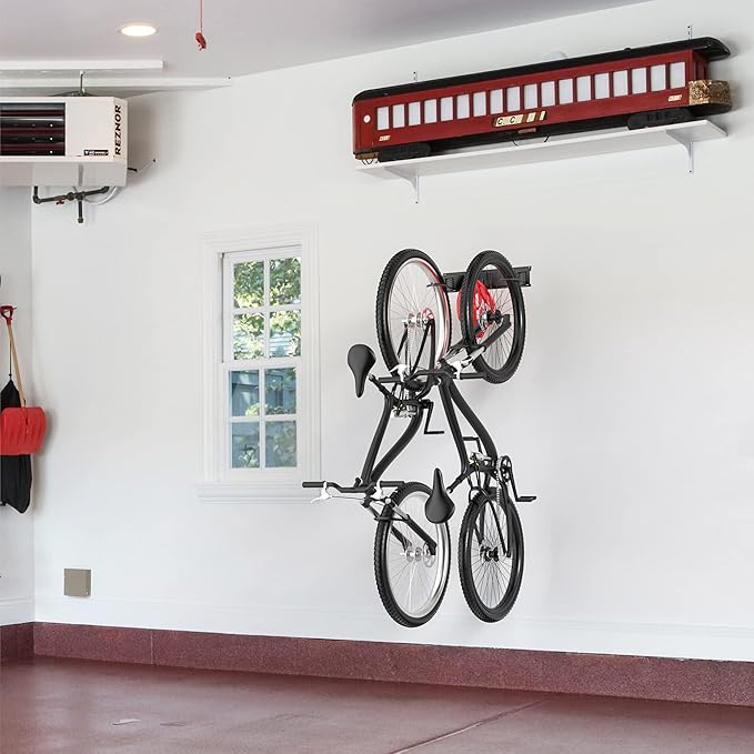 Ultrawall Bike Rack, Garage Bike Rack Wall Mount for 2 Bicycle and 1 Helmet, Heavy Duty Bike Storage for Home Space Saving Holds Up to 100lbs