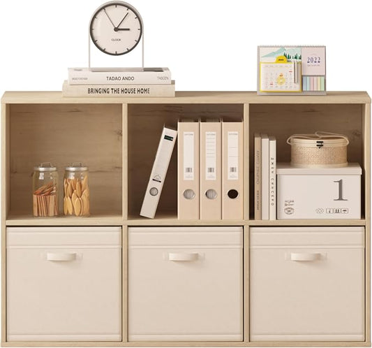 6 Cube Storage Organizer, Wooden Cube Shelves with Closed Back Panel, Reversible Bookcase, Cubes Closet Organizer for Home, Living Room, Kids Room, Office, Bedroom, Study, Hallway