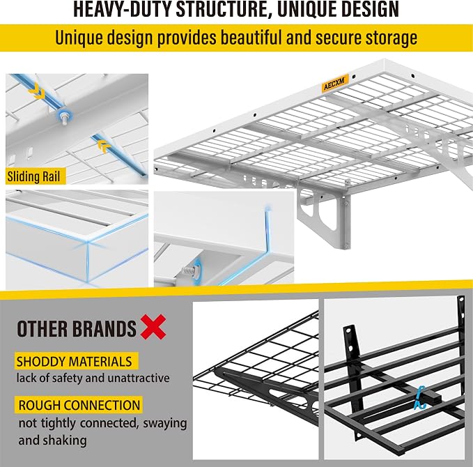 Aecxm 2x3ft 4Pack Wire Shelving Unit Heavy Duty Garage Storage Shelves Wall Mounted White 1120lbs Load Capacity（24-inch-by-36-inch）