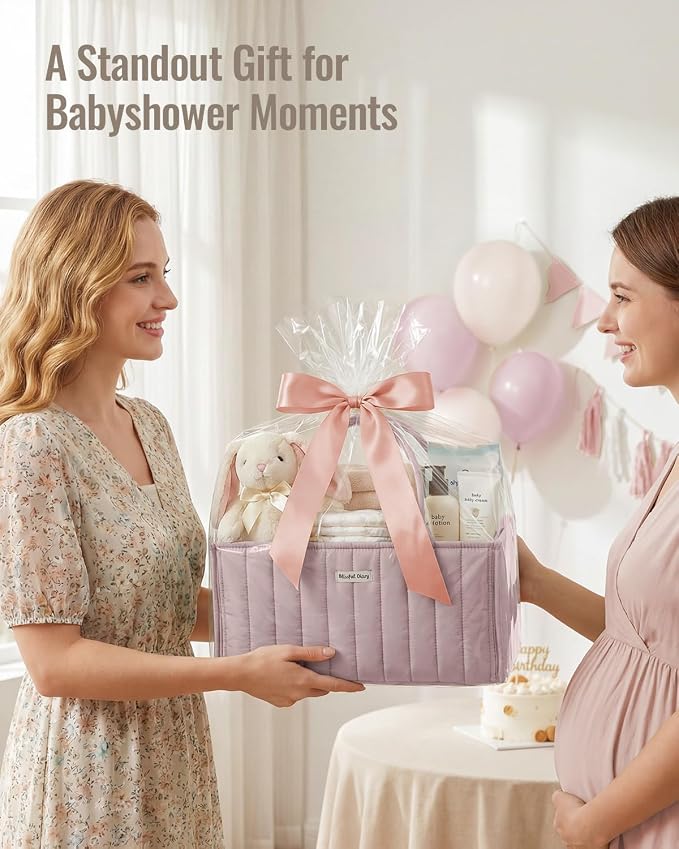 Blissful Diary Baby Diaper Caddy Organizer, Stylish Storage Basket for Newborn Essentials and Diaper Station, Gift for Baby Shower and Registry Must-Have, Mauve Pink | Stylish Storage Basket