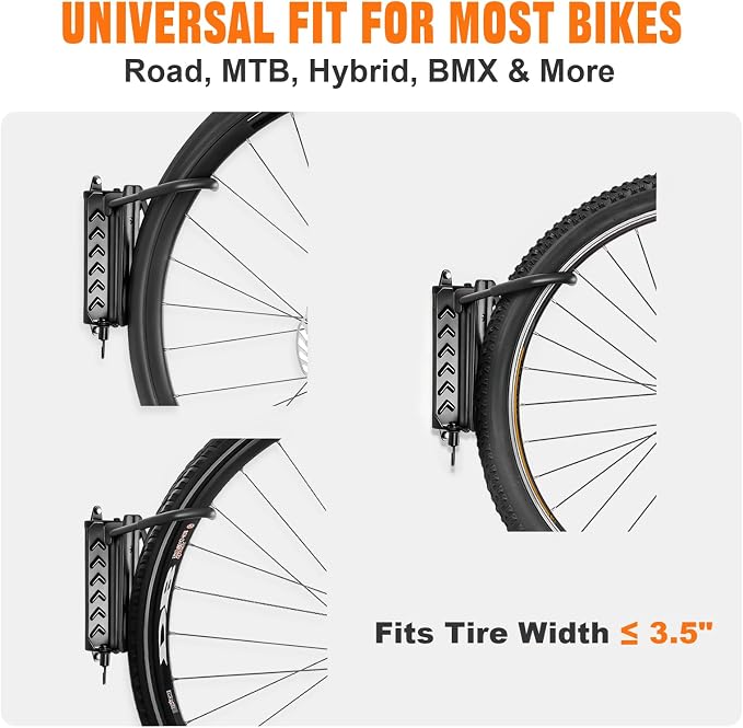 QAQ Swivel Bike Wall Mount, Vertical Bike Rack Garage Holds Up to 66lbs, Bike Hooks for Garage Space-Saving, Easy to Install - 2 Pack