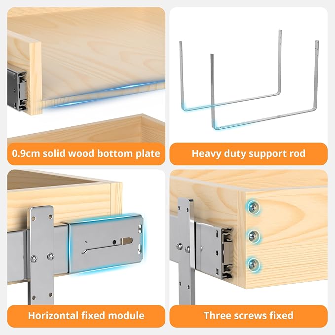 21" Deep 2-Tier Pull Out Cabinet Organizer - Wood Pull Out Drawers | Slide Out Shelves, Full-Extension, Ball-Bearing Slides, 3 Adjustable Heights (2-Tier, 23'W X 21''D Overall)
