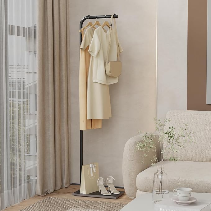 Coat Rack Freestanding with Rock Base,Clothes Stand,70.8In,Black | Metal Clothing Rack with Rock Base, Coat Tree, Standing Hanger for Coat, Garment Stand for Bedroom, Entrance