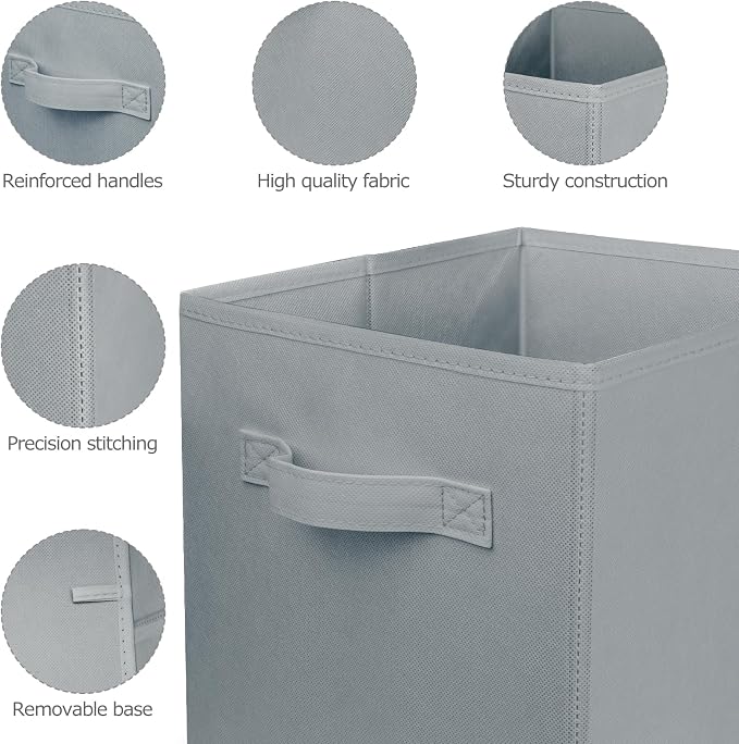 3 Pcs Storage Cubes, 10.5 Inch Collapsible Storage Bins, Fabric Foldable Bins for Organization, Durable Storage Bins for Closet, Shelves, Offices (Grey) | [Grey] [For Organization, Durable Storage Bins for Closet, Shelves, Offices]