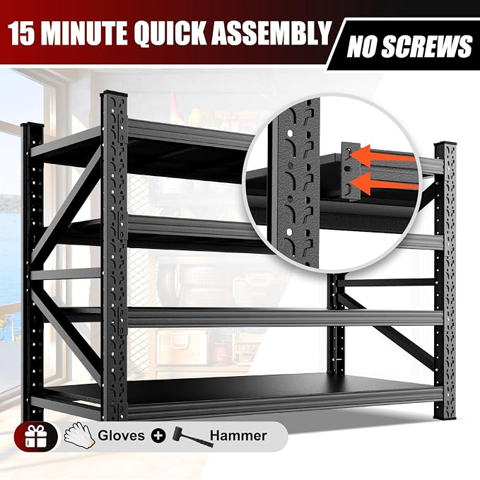 5 Pack Heavy Duty Metal Garage Shelving, 59" Wx20 Dx54.3 H, 3-Tier Adjustable Storage Shelves for Garage Storage, Industrial Metal Shelving & Shelves Organizer for Warehouse, Workshop & Home