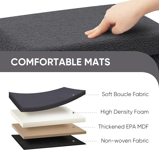 PINPLUS Storage Ottoman Cube Sherpa Ottoman Foot Rest,Small Foldable Portable Boucle Ottomans, Faux Teddy Fur, Grey 16.5"x12.6"x12.6"