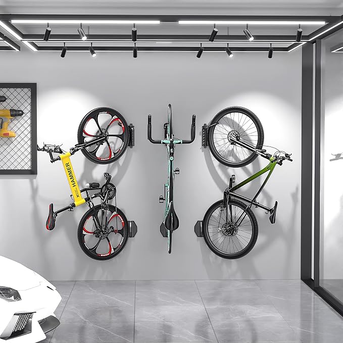 Housolution Swivel Bike Wall Mount [2 Pack], 150° Swivel up to 66lbs, Black | Vertical Bike Rack Wall Hanger, Bike Hangers for Garage, Mountain Bike Wall Mounts, Bicyckle Storage Rack for Garage