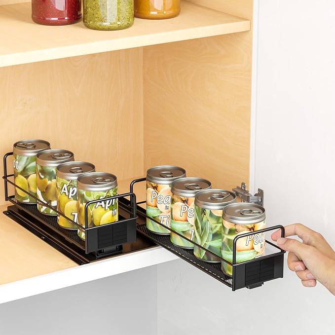 SpaceAid Pull Out Spice Rack Organizer for Cabinet, Heavy Duty Slide Out Seasoning Kitchen Organizer, Cabinet Organizer, with Labels, 7.7" W x10.8 D x4 H, 2 Drawers 1-Tier