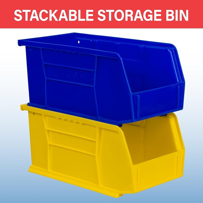 Akro-Mils 30230 AkroBins Plastic Storage Bins, 11"x5"x5", Clear, 12-Pack | Space-Saving Stackable Bins for Garage, Pantry, Craft Organization