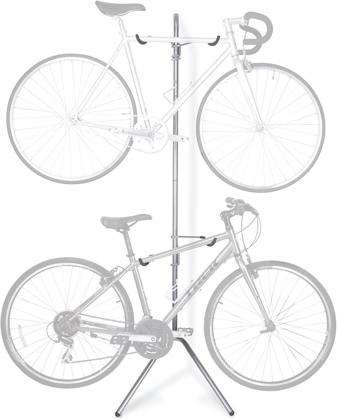 Delta Cycle Two Bike Gravity Pole Stand Garage, 2 Bike Storage Rack, No Drilling Required, Fully Adjustable Vertical Bike Rack for Any Style Bicycle, Leaning Wall Bike Rack Holds Up to 60 lbs