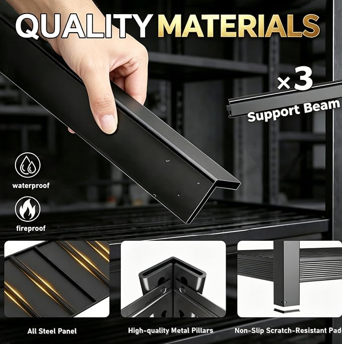 84" H 5-Tier Heavy Duty Storage Shelves, 3000LBS Capacity Adjustable Metal Industrial Garage Shelving Units,Freestanding Storage Rack for Shop and Warehouse, 84" H x 55" W x 24" D