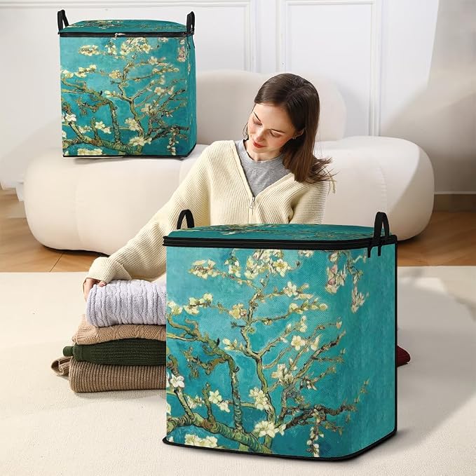 2pcs blanket storage bag for under bed,closet organizers 95L | clothing sweater sheet bedding comforter duvet quilt pillow toy storage bags with lids,dorm room essentials for containers