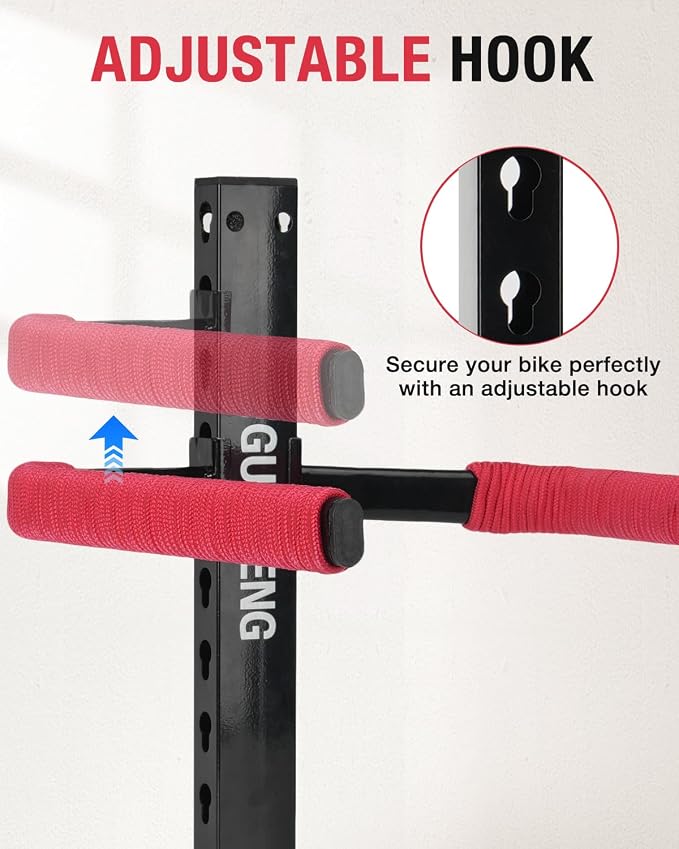 Wall Mount Bike Rack – Horizontal Indoor Bicycle Storage | with Flexible Arms – Holds 1 Bike – Safe & Secure Hanger for Road, Mountain, Gravel, Hybrid – For Garage, Apartment, Shed