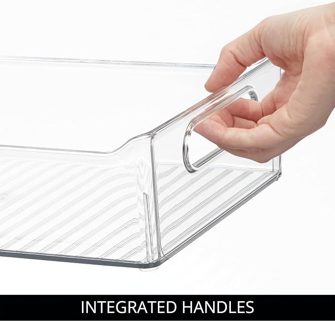 iDesign Plastic Pantry Storage Organizer Bin, Set of 2, Clear | With Handles