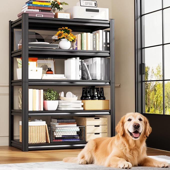 5-Pack Heavy Duty Garage Shelving for Large Storage & Garage Organization, 71"H x 46"W x 20"D Adjustable 5-Tier All Metal Storage Shelf for Tools, Storage Bins, Bulk Items, Warehouse & Workshop