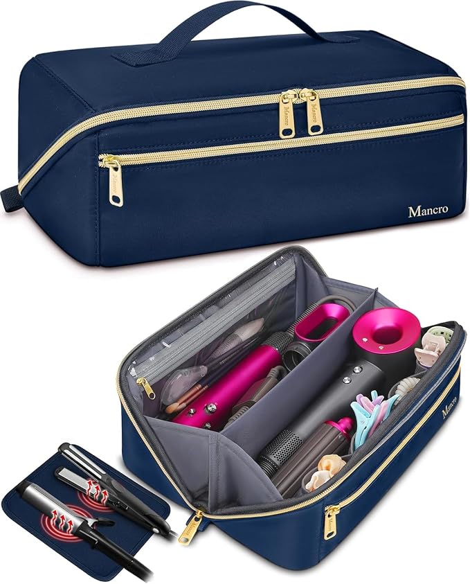 Mancro Hair Tools Travel Bag Compatible with Shark Flexstyle | Wide-open Hot Hair Tool Organizer with Separate Heat Resistant Mat, Hair Accessories Organizer for Straightener, Curling Iron