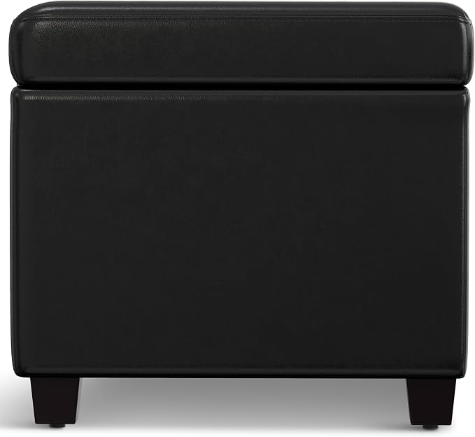 SIMPLIHOME Castleford 48" Wide Linen Look Fabric Storage Ottoman in Grey | Contemporary lift-top ottoman with high-density foam; rectangle storage bench or coffee table for living room or entryway.