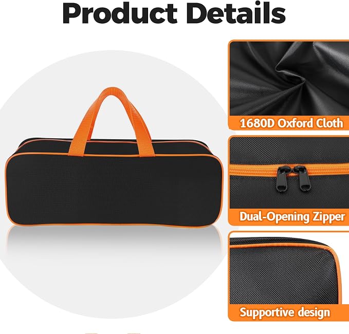 Grill Utensil Storage Bag for Outdoor Grilling, 20 x 6 x 5 in, Black | 1680D Oxford fabric, large capacity grill tool storage bag, accessories storage compatible with Blackstone griddle