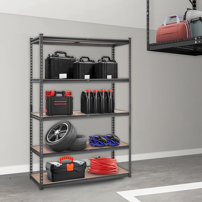 VEVOR Storage Shelves 5-Tier Adjustable 2000 lbs 48"x18"x72" Shelving Unit | Heavy Duty Garage Storage Metal Utility Rack Shelf for Kitchen, Pantry, Basement, Bathroom, Laundry, Living Room, Warehouse