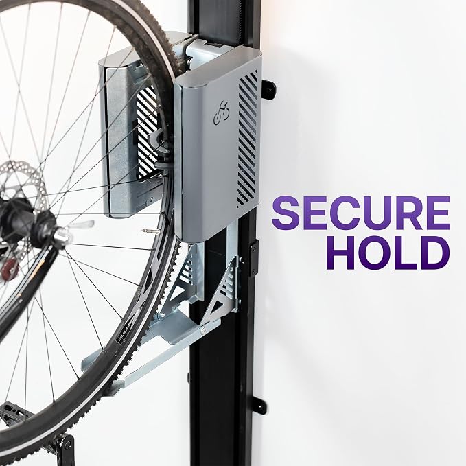 Vertical Wall-Mounted Bike Rack with Mechanical Lift, Easy Bicycle Storage, Black, LF-EBR1