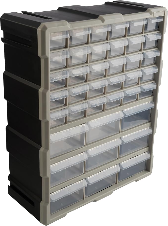 Stalwart 39-Drawer Plastic Small Parts Organizer, Black | Desktop, Tabletop, or Wall Storage Drawers for Organizing Hardware, Crafting Supplies, Garage, or Classroom
