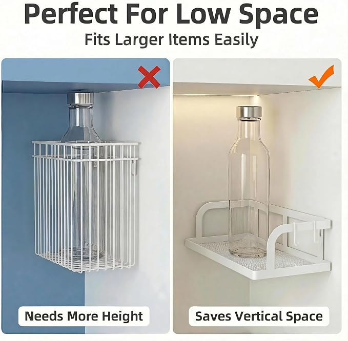 PUSDON 2-Pack 16.5" Extra Long Slim Hollowout Shower Caddy, Wall Mount Spice Rack & Bathroom Organizer, Mesh Bottom Cabinet Door Shelf Holds 50LBS - White, Hollowout