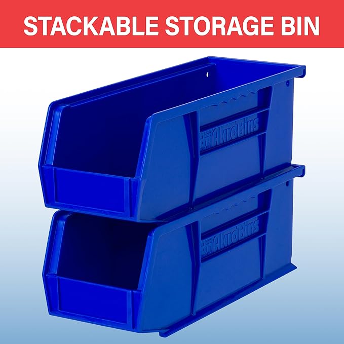 Akro-Mils 30224 AkroBins Plastic Storage Bins, 11"x 4"x 4", Green, 12-Pack | Space-Saving Stackable Bins for Garage, Pantry, Craft Organization