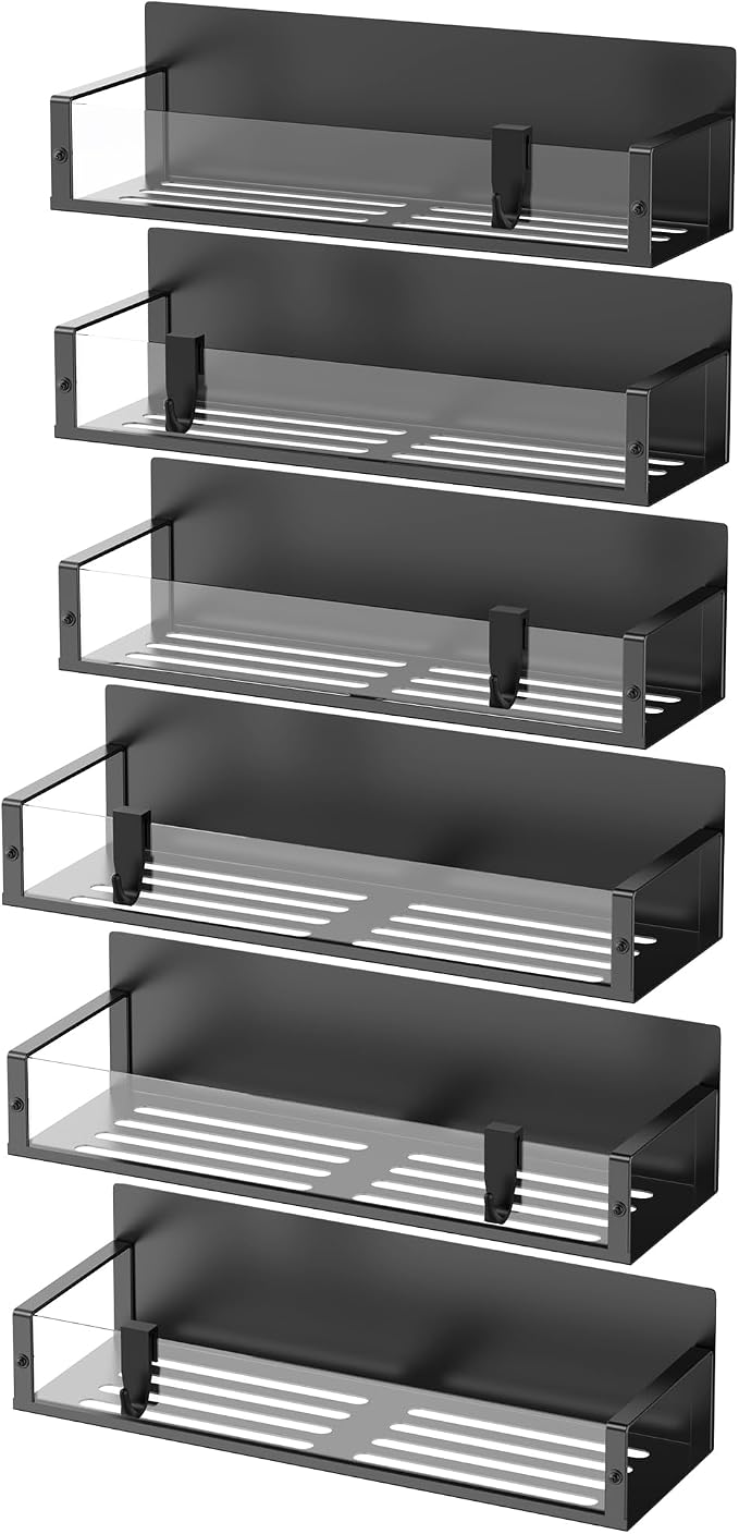 HuggieGems 6 Pack Magnetic Spice Storage Rack Organizer for Refrigerator and Oven, Clear Fridge Organizers and Storage