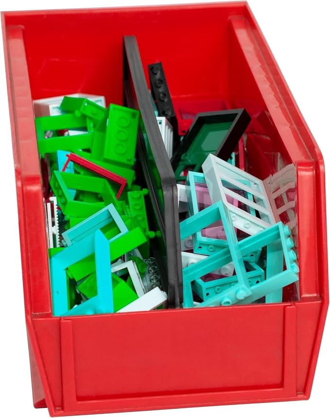 Akro-Mils 30230 AkroBins Plastic Storage Bins, 11"x5"x5", Red, 12-Pack | Space-Saving Stackable Bins for Garage, Pantry, Craft Organization