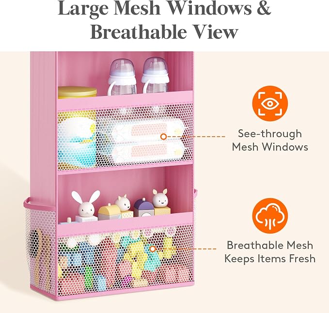 Lifewit Hanging Shelves with Transparent Pockets for Stuffed Toys for Children's Room