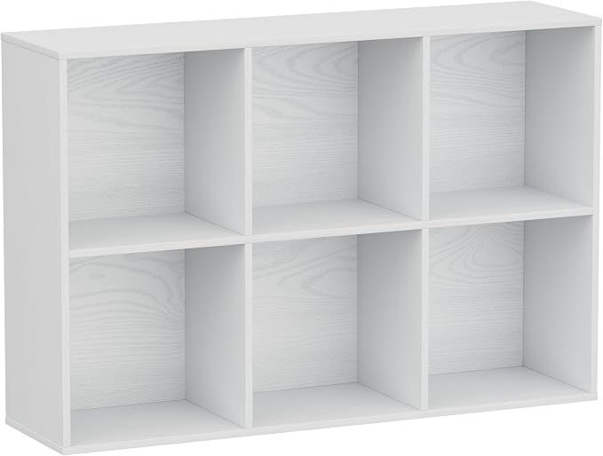 6 Cube Storage Organizer, Wooden Cube Shelves with Closed Back Panel, Reversible Bookcase, Cubes Closet Organizer for Home, Living Room, Kids Room, Office, Bedroom, Study, Hallway