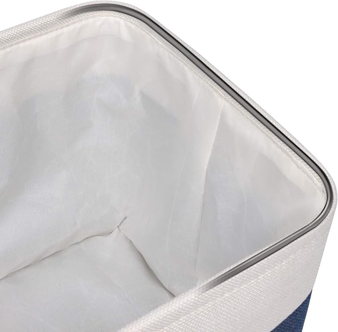 Univivi 15 inch Fabric Storage Baskets for Shelves,Blue,4 Pack | Large Capacity,Linen Closet Baskets,Metal Frame,Hard Cardboard Bottom,Foldable,with PU Handles