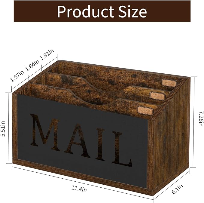YINMIT Mail Organizer Countertop, Mail Holder with 3 Compartments, Mail Holder Sorter for Desk, Mail Organizer Wall Mounted, Countertop Desk Office Accessories Organizer for File Paper Folder