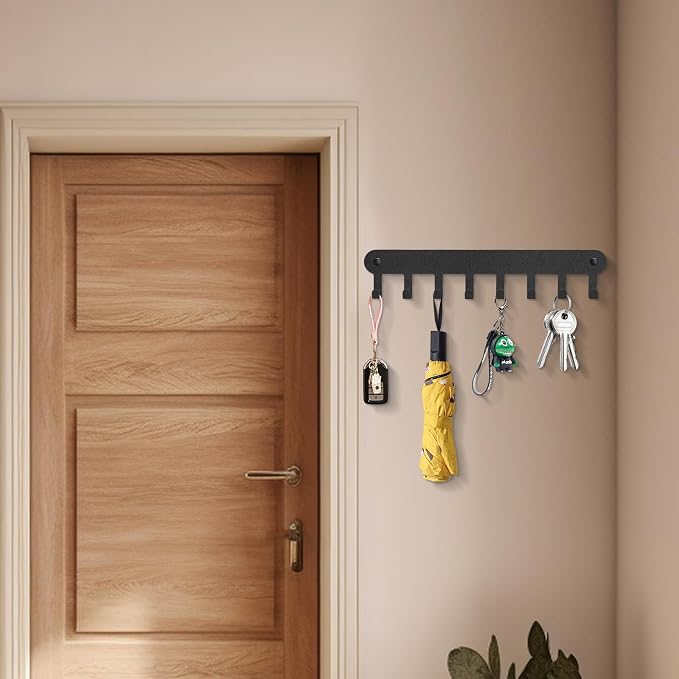 2 Pack Key Holder Wall Mount, Key Holder for Wall,Key Wall Holder | Key Hooks Hanging Keys, Key Hanger Wall Mount with 8 Hooks, Key Rack for Living Room, Kitchen, or Bathroo (Balck)