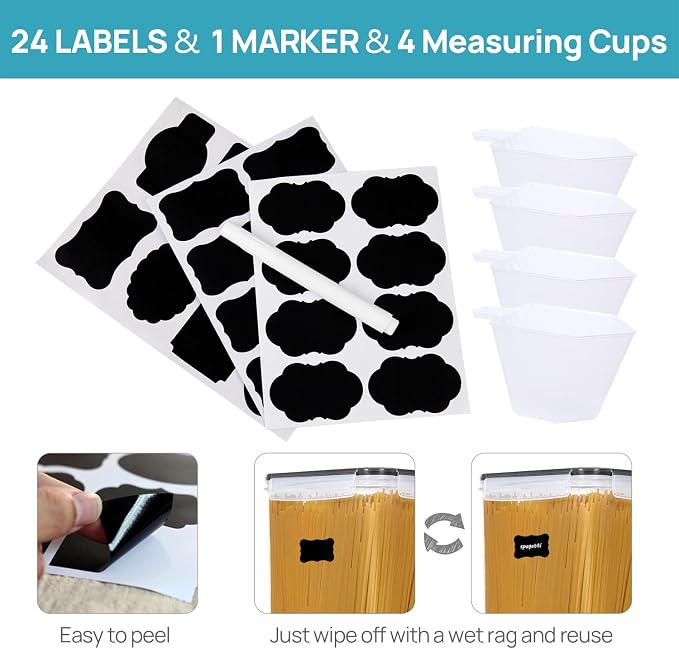 Vtopmart 10 PCS Flour and Sugar Storage Container, Include 3 Sizes | For Bulk Flour and Sugar Storage, Airtight Seal, Multiple Sizes, BPA Free, Food Grade Material, Dishwasher Safe (Not Lids)