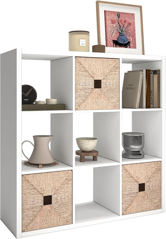 9 Cube Storage Organizer Shelf, White, 11 inch | 2026 Wooden Thick Frame, Anti-Tipping Kits, Reversible Open Back Bookcase, Horizontal and Vertical Dual-use