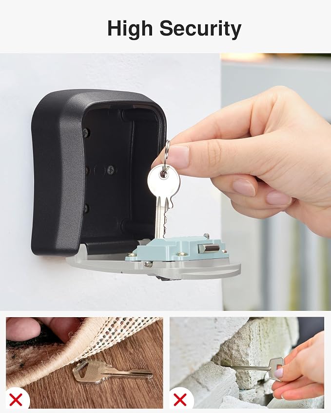 Puroma 2 Key Lock Box Combo Wall-Mounted Storage Safe Lockbox Home Office | Outside, Portable, Wall Mount, Resettable, Combination, Weatherproof, High-capacity, Hold 5 Keys, Contractor Guest Realtor