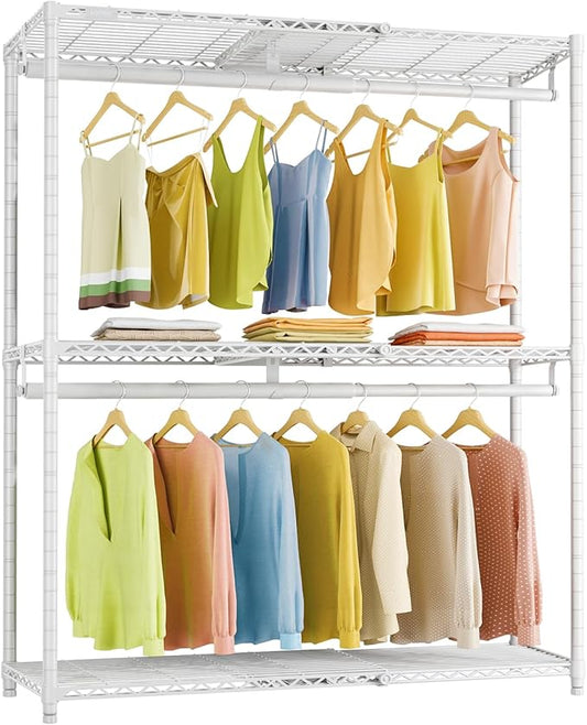 VIPEK X1 Plus Expandable Heavy Duty Clothes Rack, Clothes Organizer White | Reach-in Closet System with Adjustable Shelves & Hanger rods from 2'8" to 4'6", Metal Clothing Racks Portable Walk-in Closet