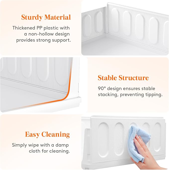Lifewit 6 Pack Stacking Closet Organizers Shelf for Clothes 16.5" Depth | Plastic Stackable Sweater Storage basket Bins for Wardrobe, Multifunctional Pants Organizer for RV, Pantry, Kitchen, Dorm