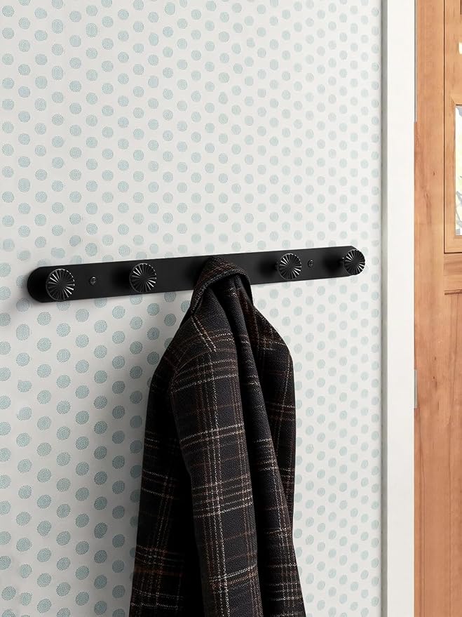 1 Pack Coat Rack Wall Mounted Black Towel Hooks for Bathrooms Wall Hooks for Hanging Robe Coat Hooks Kitchen Decorative Heavy Duty Zinc Alloy