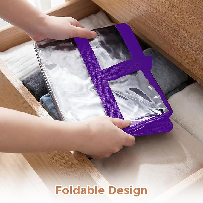 4 Pack Clear Storage Bags for Clothes, 40L Closet Organizers and Storage | Plastic storage with zipper and handle, moving bags, under-bed storage, closet organizer for blankets, comforters, toys