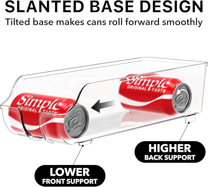 Simple Houseware Soda Can Organizer Dispenser Refrigerator/Pantry, Set of 2 | Clear