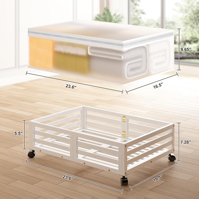 Under Bed Storage with Wheels, 2 Pack Bamboo Drawers for Shoes and Clothes | Fitted dustproof bags, stackable design, smooth pullout access for bedding, blankets, toys and seasonal essentials