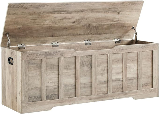 VANKILEY 51.2" Storage Chest Extra Large,Wooden Storage Bench,Greige | Chest with 2 Safety Hinges, 51.2*15.7*19.1inches, Wooden Trunk for Bedroom, Livingroom,Entryway,Easy Assembly.